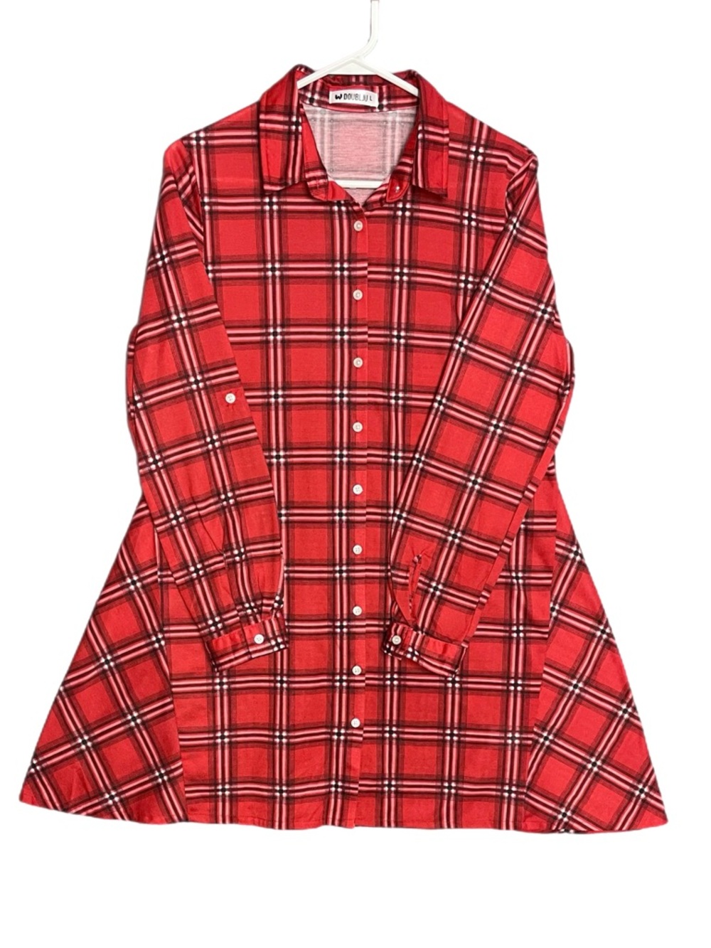 Doublju Long Sleeve Button Up Tunic Flared Women’s Size Large